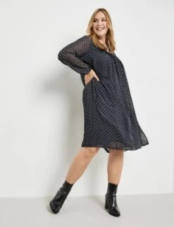 SAMOON Dames Chiffon Jurk Navy Gemustert-46 -Trendyo Trendy Winkel 923x1200 66